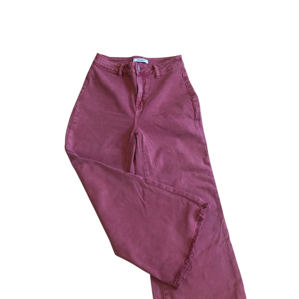 Zenana rust color Cropped wide leg jeans. Stretchy.